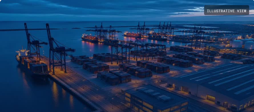 Illustrative port view, extracted from the supplied video
